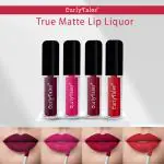 CurlyTales No Crack No Flak Velvet Matte Liquid Lipstick Set of 4 Premium Smooth Formulation Longwear Magenta Pink, Red, Maroon, Wine