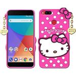 Clickaway Hello Kitty Case for Xiaomi Mi A1 3D Soft Cute Cover for Girls/Women Silicone Rubber Back Cover With Pendant-Baby Pink/Pink