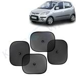 Kingsway Car Curtain Sticky Sun Shade Universal Use for Hyundai I10, 2007 - 2010 Model, Color : Black, Mesh, Pack of 4 Piece Car Sun Shades Blinds Cover