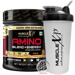 MuscleXP Amino Blend and Energy Powder, Orange, 400g, 50 Servings - Pre Workout, Intra Workout, Energy Blend with Green Coffee, Green Tea + Shaker