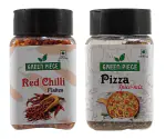 Green Piece Red Chilli Flex (50g), Pizza Seasoning Spice Mix(50g) (Pack of 2)