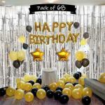 FANEX Happy Birthday Golden Foil Balloon(Pack of 68)
