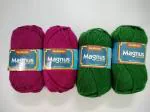 vardhman knitting yarn magnus yarn (Pack of 4 balls - each ball -100 gm) 2 GREEN & 2 MAGENTA BALLS