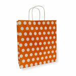 Omnipresent Pack Orange Polka Dot Printed Paper Gift Bags, Set of 12, Ideal For Kids Birthday Party, Wedding Party, Office Party, Christmas Party & Festive Holiday Party (Size: 9.4x8.3x3 inch)