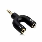 LIMESHOT U Shape 3.5 mm Jack Headset Mic Audio Y-Splitter Headphone Adapter for All Smartphones