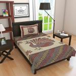 Lawa Mart Multicolor Printed Cotton Single Flat Bedsheet with Pillow Cover (220 x 150 cm)