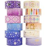 Hasthip Gold Washi Paper 12 Rolls Journal Tapes Cute Foil Flower Decorative Masking Tape Scrapbooking For Diy Art (Pack Of 12)