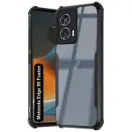 Fashionury Shockproof Crystal Clear Back Cover Case for Motorola Edge 50 Fusion | Protective Design | 360 Degree Protection | Transparent Back Cover Moto Edge 50 Fusion (Black Bumper)
