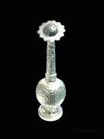 Denique German Silver-Plated Attardani for Pooja Room, Gulab or Rose Fragrance Dani for Home Temple, Pooja Items for Gift