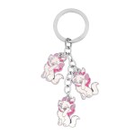 Caristo Cat Pet Animal Lover (KC-108) Pink White Metal Keychain for Car Bike Girls Men Women Kids Keyring