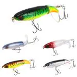 Proberos 5pcs Fishing Lure, Fishing Bait Kit Lifelike Artificial Hooks Imitating Fish School Fishing Lures, Plopping Bass Lure with Floating Rotating Tail, Freshwater Saltwater Fishing