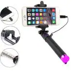 BOPUD Wired Monopod Extendable Selfie Stick with AUX Wire Built-in Remote Pocket Size Selfie Stick .