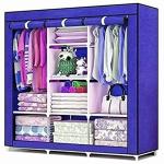 Viraat 6+2 Layer Fancy and Portable Foldable Collapsible Wardrobe Almirat Need to Be Assembled Blue