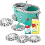 Spotzero By Milton Microfiber Aqua Green Mop, Toilet, Floor Cleaner, Refill Set - 500 Ml (Set Of 4)