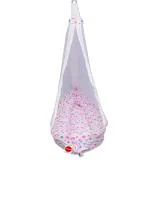 VParents Newborn Baby Sleep Swing Cradle Jhula Palna Tottilu with Attached Bed and Mosquito net Joy (Pink) 110669