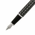 GOLD LEAF Jinhao 195 General Silver Armored Fountain Pen (Black)