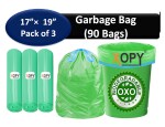 Xopy GREEN Eco Friendly Biodegradable Garbage Bag Small Size 17'' X 19'' inch/ Dustbin Bag / Trash Bag (Pack of 3 Rolls / 90 Bag)