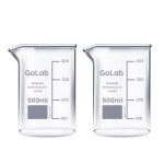 GoLab Laboratory Premium Calibrated Borosilicate Glass Beaker with Graduation Marks and Spout 500ml (Pack of 2 Pcs)