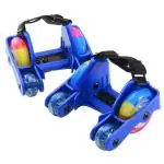 TAYLORED HOME Children’s Fancy 4 Wheels Sliding Pulley Adjustable Strap Heel Roller Skates Colorful Lighted Flashing LED Quad Safe Skating Shoes Rolling Skaters for Beginners and Advanced (Blue)
