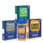 CRISTA Desi Multipurpose Seasonings Combo Pack - 1| Chaat Masala x 1, 100 gms| Garam Masala x 1, 100 gms| Indian Curry Powder x 1, 45 gms| Tea Masala x 1, 100 gms| Pack of 4