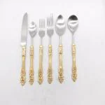 Vessel Crew Stainless Steel Cooking & Serving Spoon Set, Steel Spoon Tool Set(3), 1 Knief & 2 Fork(Pack of 6)