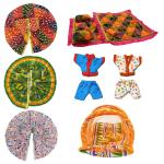 Ecommall Laddu Gopal Dress Size 5 Number Cotton 3 Dress, 2 Night Dress, 1 Mosquito Net Bed, 1 Cotton Bed for Krishna Summer Accessories Poshak Combo Set