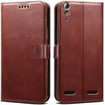 Trifty Lenovo A6000 Vintage Leather flip Case Cover| Inside TPU with Card Pockets Wallet Stand Magnetic Closure 360 Degree Complete Protection Vintage Flip Cover for Lenovo A6000 - Brown