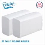 Clemmy Multifold Paper (M Fold) Tissue Paper,High Absorbent, Large Size Tissue, White Folded Towel Sheets, Hand Towels (100PULL/PACK) | 200 Sheets | Pack Of 2.