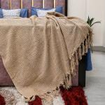 IQ INTERIOR QUOTIENT Serene Beige Throw Blanket for Sofa,Bed and Couch | 3 Seater | Sofa Throw 100% Cotton (150cm x 125cm) 50