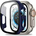 RUPELIK (iWatch Case 49mm Blue) Compatible Apple Watch Ultra 49MM Case with Built-in Tempered Glass Screen Protector,Square Edge Design Hard PC Full Coverage Cover Anti-Scratch Protective Guard (Blue)