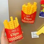 VM PARTNER Creative French Fries Clips Plastic Bag Sealer with Holder Fridge Magnet Chips Small Food Packet Seal Clips Keep Fresh Sealing Clamp (16 SETS)