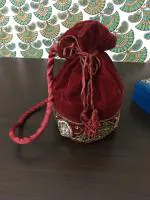 Master Piece Crafts Royal Velvet Maroon Potli Bag Potli, Wristlets Ethnic Potli For Women's , Cross body Style Royal Clutch,Velvet Batwa Bag | Beaded Work Potli | bridal potli bags