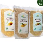 Farmbean Millets Combo 1.5KG Pack of 3| Natural Grains Unpolished Millets | Little 500g, BrownTop 500g, Foxtail 500g| Low GI Rice | Nutrient Powerhouse, High Protein & More Fibre than Rice