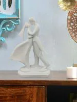 HUENISH Romantic Dancing and Kissing Couple Sculpture Statue for Home & Office Decor(White, 8102W)