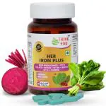 Think You HER IRON PLUS FOR WOMEN (Plant-Based, Chelated Iron 29 MG, Folic Acid, Vitamin C, B12, B6, Biotin, Vit A, Copper, Spinach, Beet Root) 60 Tablets | 2 MONTHS SUPPLY