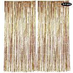 Party Midlinkerz Polyethylene Golden Curtain 3x6 feet for Anniversary, Birthday and Gradution (Pack of 2)