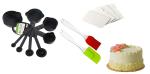 Lieveeb Multicolor Multi Purpose Kitchen Baking Tools - Measuring Cup, Spoon, Scraper, Oil Brush, Spatula