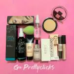 KA CAYLA Beauzy Fixer, Primer, Shimmer liquid highlighter, foundation, concealer, compact powder, washable puff, 3D 2in1 Contour cosmetic combo (8 Items in the set)