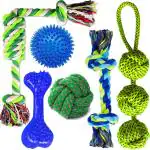 PETZLUV Dog Toy Combo, Rope Toys, Spike LED Squeaky Ball Toy | Rope Ball Toy (Pack of 6)