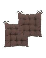 Preeti Pillows Brown Cotton Filling Square Chair Cushion with Ties (Size 18x18, Pack of 2)