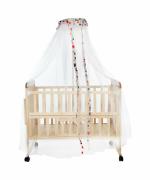 MeeMee Premium Rocking Wooden Baby Crib,Attach to Parent Bed,Spacious Bed for 0-3 Yrs Cot (Wood)