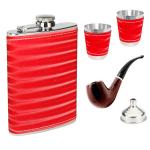 Jmall 3D Design Stainless Steel 236 ml Hip Flask Bar Set with Cigar, Funnel and 2 Shots Glass