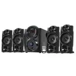 Intex SHINE FMUB 4.1 Channel 65 W Sound Output Bluetooth Speaker with Multiple Input, Output, Recording Feature, Power Indicator LED Display, In-Built Digital FM PlayabilityMain Unit wooden, Satellite-Plastic Body (Black with Glossy)