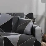 PENTHOOM Elastic Sofa Square Cushion Covers (Grey Black Star,4 Cushion Covers) 40cm X 40cm