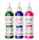 Le Chef Premium Edible Cake Drip - Green+Pink+Blue 110 ml each