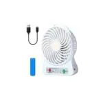 Epriko- Mini Portable USB Rechargeable 5 Inch 3 Speed Fan fan USB Fan (White)