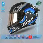 SMART BTVega Bolt Octopus Full Face Helmet Black Blue, Size: M