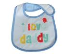 Babies Bloom I Love Daddy Design Waterproof Cotton Saliva Bib, White and Blue