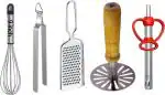 Niyara Enterprise Premium quality kitchen tool set of stainless steel Whisk, Tong, Grater, Masher, Gas lighter essential tools for daily kitchen use Kitchen Tool Set (Multicolor)