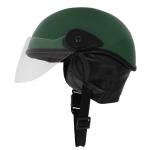 Western Era Half Helmet with Clear Visor for Men & Women (Green Glossy) (S)